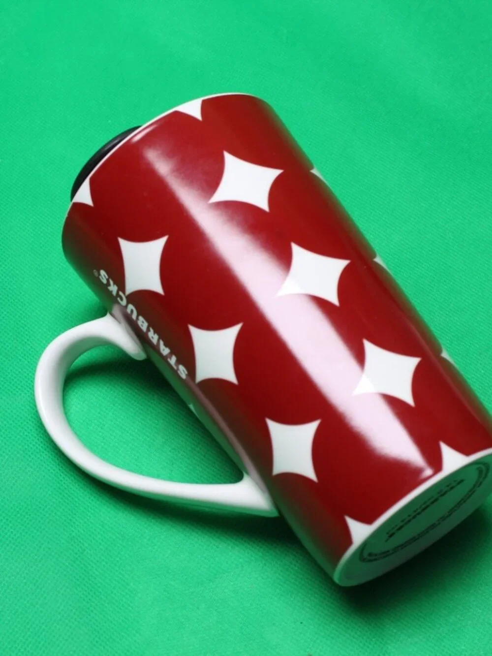 Starbucks 14 Oz Red Dots Tall Latte Travel Mug With Lid Ceramic